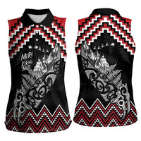 New Zealand Christmas Taniko Poutama Women Sleeveless Polo Shirt Mountainscape Maori Fern LT7 - Polynesian Pride