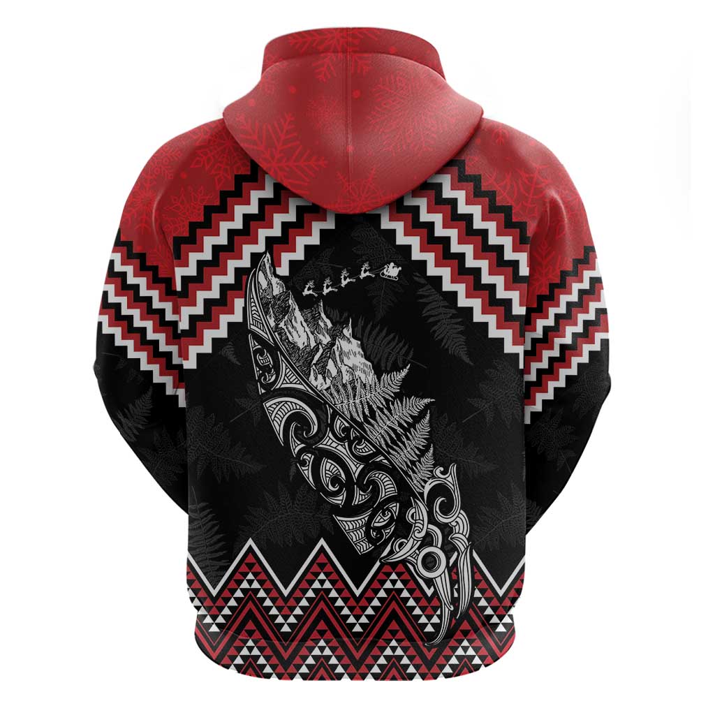 New Zealand Christmas Taniko Poutama Zip Hoodie Mountainscape Maori Fern LT7 - Polynesian Pride