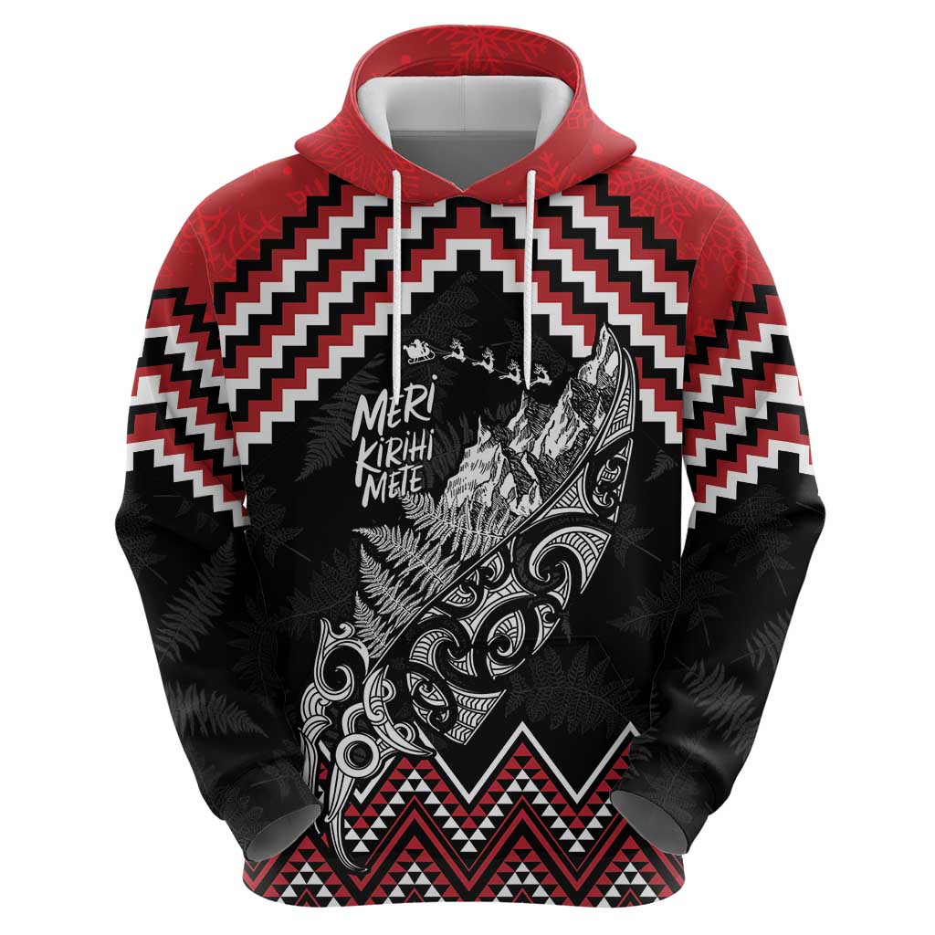 New Zealand Christmas Taniko Poutama Zip Hoodie Mountainscape Maori Fern LT7 - Polynesian Pride