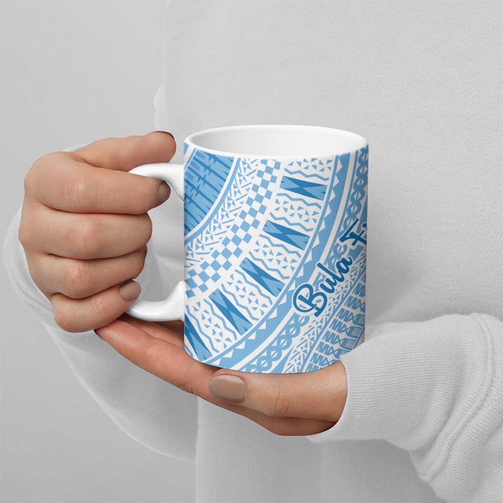 Bula Fiji Classic Masi Tapa Ceramic Mug Turquoise - Polynesian Pride