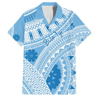 Bula Fiji Classic Masi Tapa Family Matching Long Sleeve Bodycon Dress and Hawaiian Shirt Turquoise LT7 Dad's Shirt - Short Sleeve Turquoise - Polynesian Pride