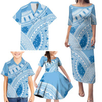 Bula Fiji Classic Masi Tapa Family Matching Puletasi and Hawaiian Shirt Turquoise LT7 - Polynesian Pride