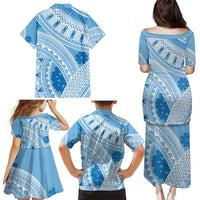 Bula Fiji Classic Masi Tapa Family Matching Puletasi and Hawaiian Shirt Turquoise LT7 - Polynesian Pride