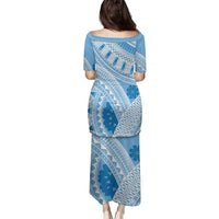 Bula Fiji Classic Masi Tapa Family Matching Puletasi and Hawaiian Shirt Turquoise LT7 - Polynesian Pride