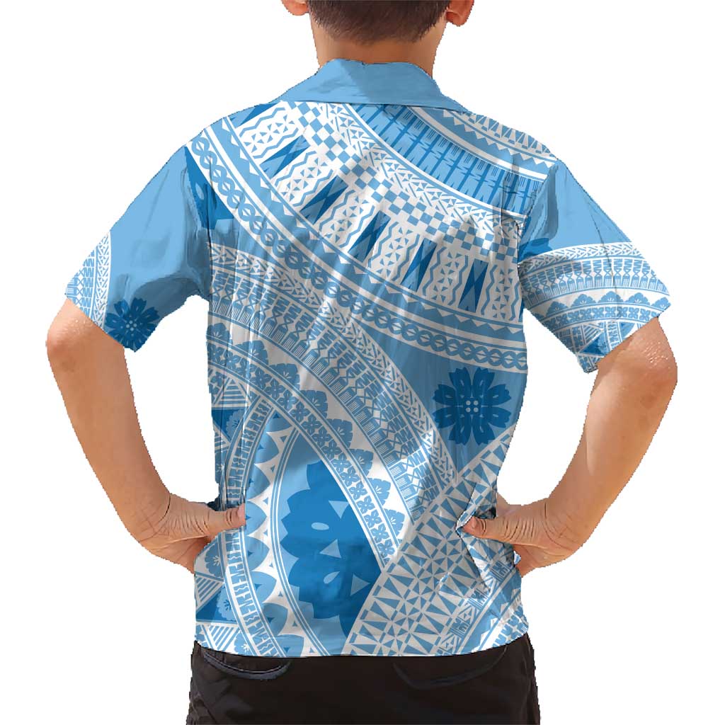 Bula Fiji Classic Masi Tapa Family Matching Short Sleeve Bodycon Dress and Hawaiian Shirt Turquoise LT7 - Polynesian Pride