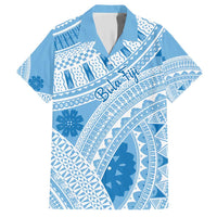 Bula Fiji Classic Masi Tapa Family Matching Short Sleeve Bodycon Dress and Hawaiian Shirt Turquoise LT7 Dad's Shirt - Short Sleeve Turquoise - Polynesian Pride
