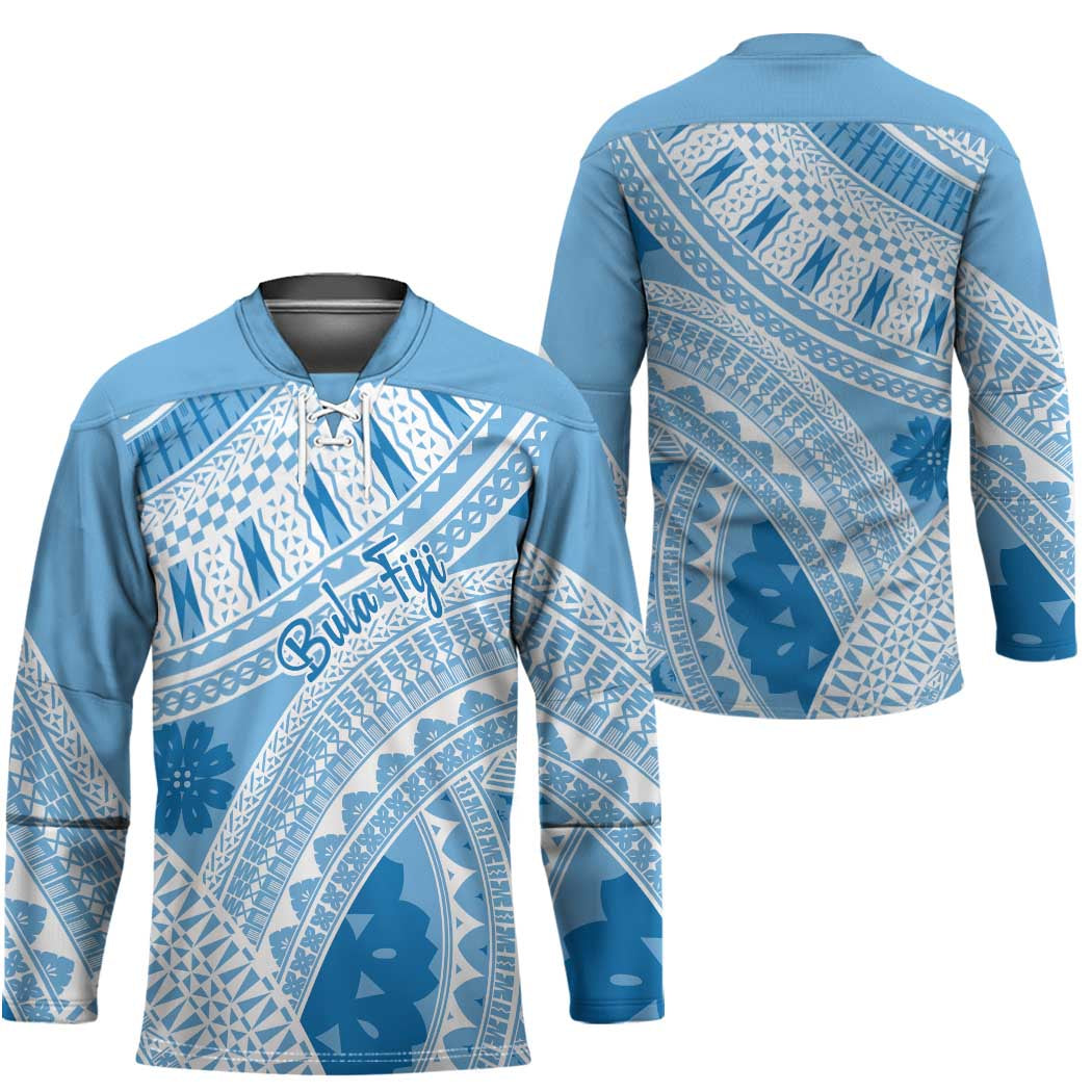 Bula Fiji Classic Masi Tapa Hockey Jersey Turquoise - Polynesian Pride