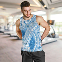 Bula Fiji Classic Masi Tapa Men Tank Top Turquoise - Polynesian Pride