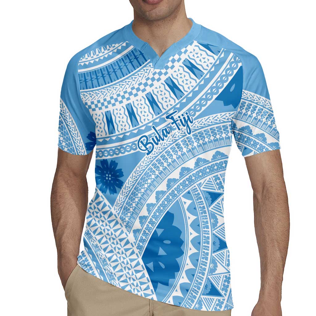 Bula Fiji Classic Masi Tapa Rugby Jersey Turquoise LT7 - Polynesian Pride