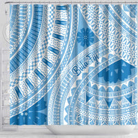Bula Fiji Classic Masi Tapa Shower Curtain Turquoise LT7 - Polynesian Pride