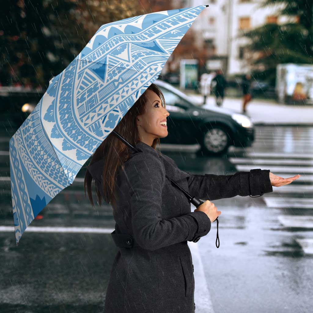 Bula Fiji Classic Masi Tapa Umbrella Turquoise - Polynesian Pride