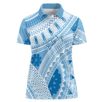 Bula Fiji Classic Masi Tapa Women Polo Shirt Turquoise - Polynesian Pride