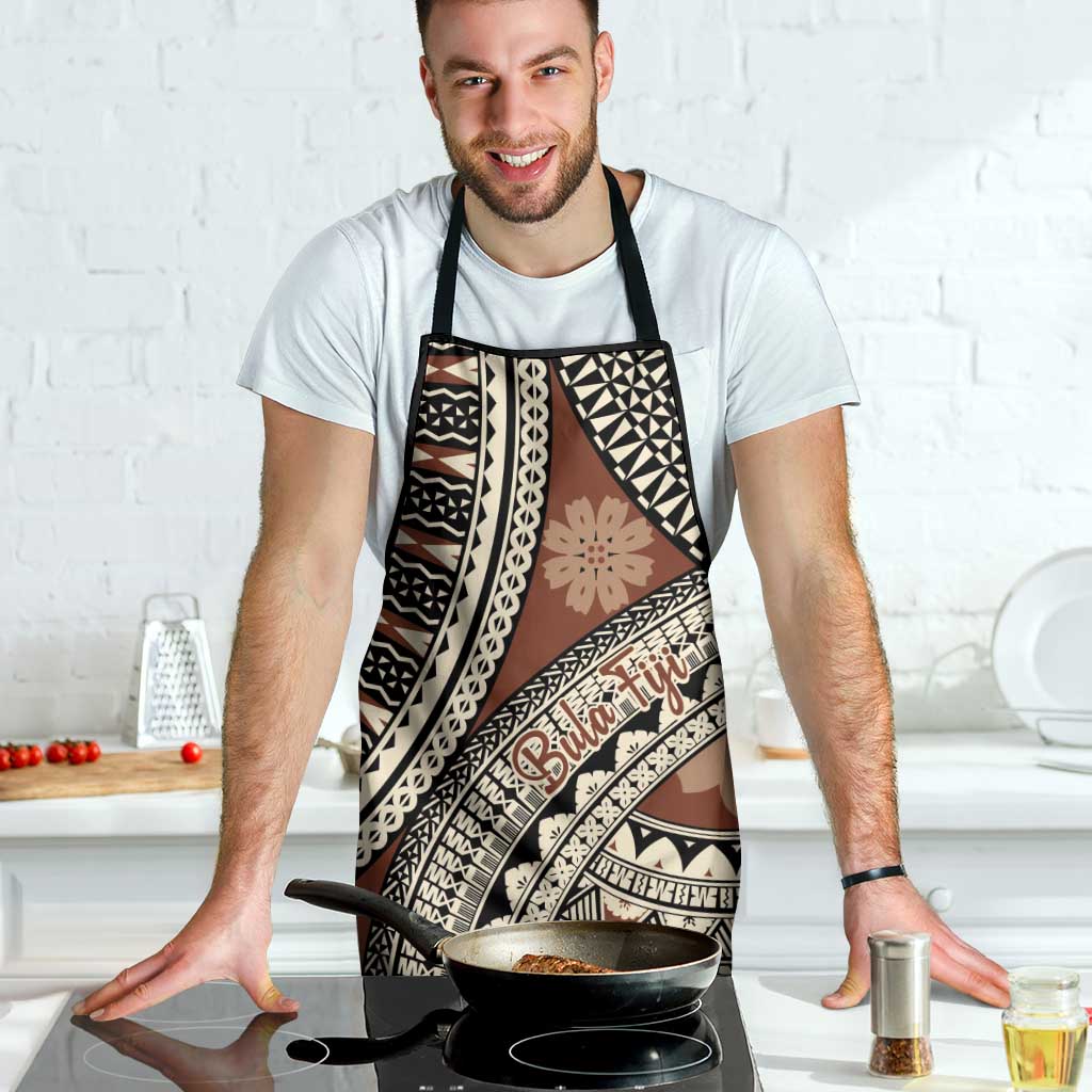 Bula Fiji Classic Masi Tapa Apron Vintage Brown - Polynesian Pride