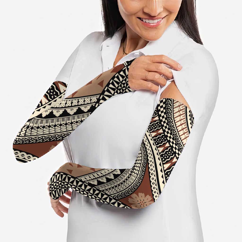 Bula Fiji Classic Masi Tapa Arm Sleeves Vintage Brown - Polynesian Pride