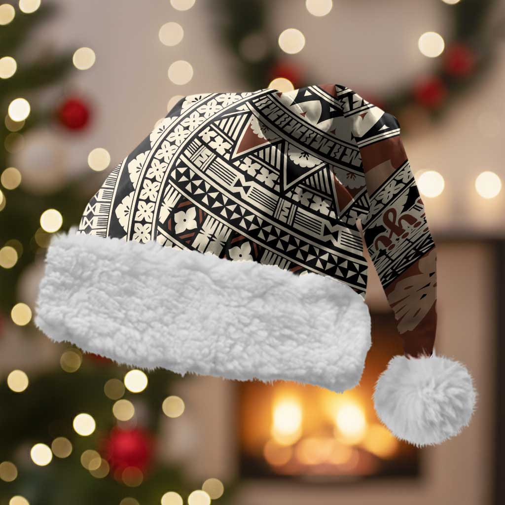 Bula Fiji Classic Masi Tapa Christmas Santa Hat Vintage Brown - Polynesian Pride