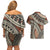 Bula Fiji Classic Masi Tapa Couples Matching Off Shoulder Short Dress and Hawaiian Shirt Vintage Brown - Polynesian Pride
