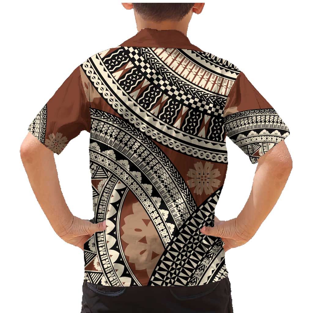 Bula Fiji Classic Masi Tapa Family Matching Mermaid Dress and Hawaiian Shirt Vintage Brown LT7 - Polynesian Pride