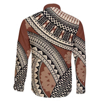 Bula Fiji Classic Masi Tapa Family Matching Off The Shoulder Long Sleeve Dress and Hawaiian Shirt Vintage Brown LT7 - Polynesian Pride