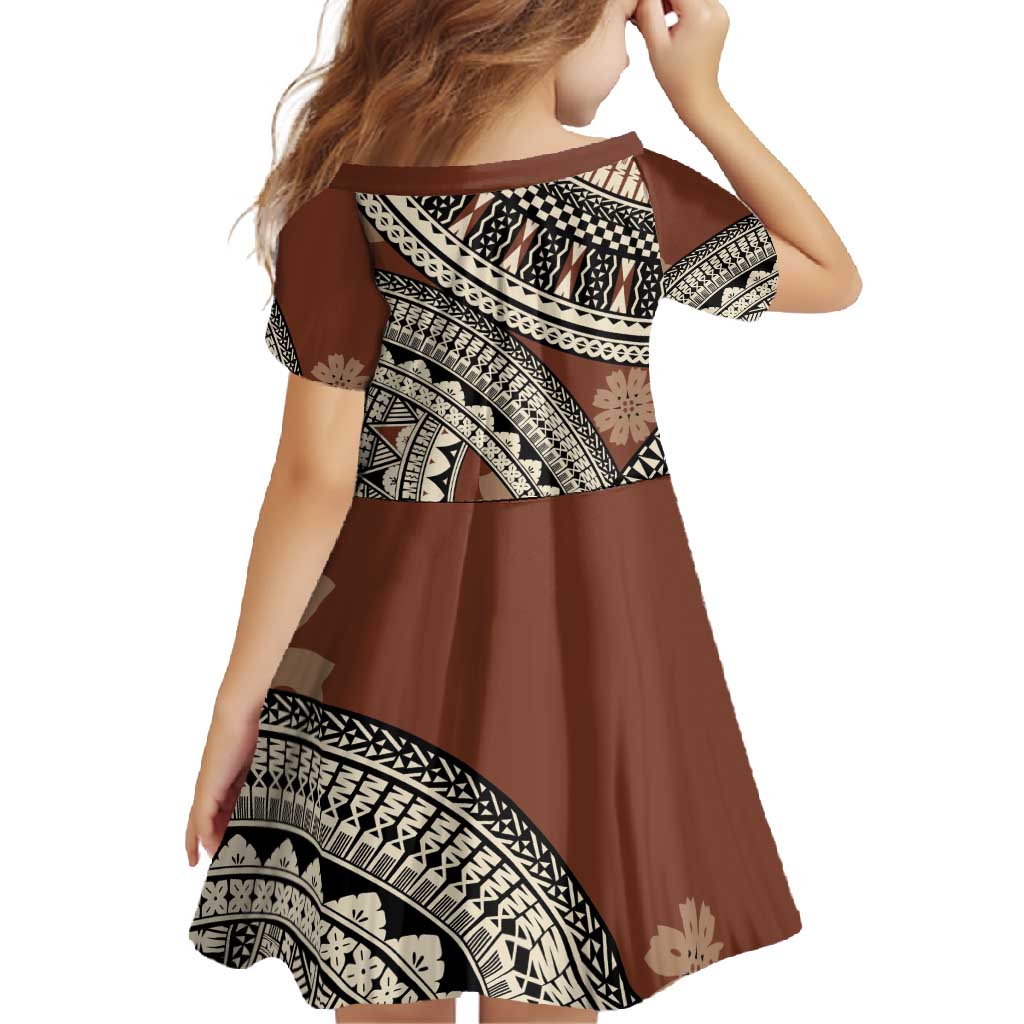 Bula Fiji Classic Masi Tapa Family Matching Off Shoulder Maxi Dress and Hawaiian Shirt Vintage Brown LT7 - Polynesian Pride