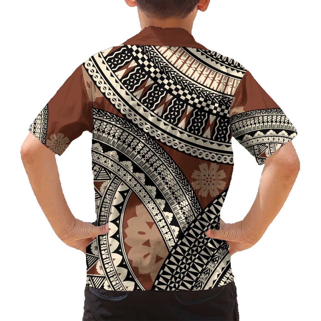 Bula Fiji Classic Masi Tapa Family Matching Puletasi and Hawaiian Shirt Vintage Brown LT7 - Polynesian Pride