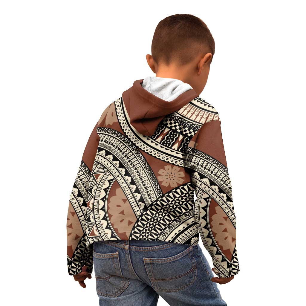 Bula Fiji Classic Masi Tapa Kid Hoodie Vintage Brown - Polynesian Pride