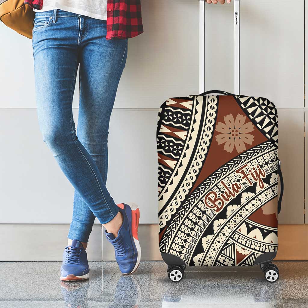Bula Fiji Classic Masi Tapa Luggage Cover Vintage Brown - Polynesian Pride