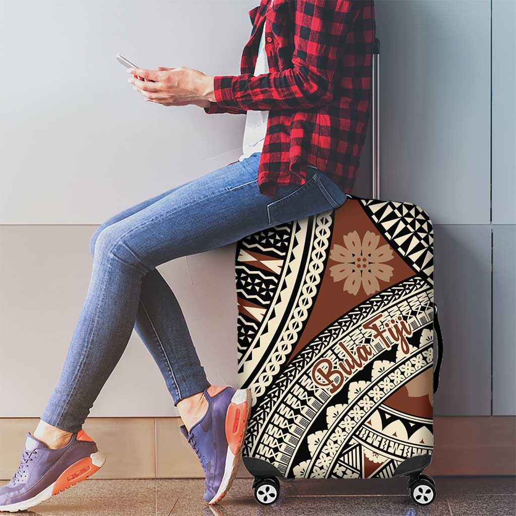 Bula Fiji Classic Masi Tapa Luggage Cover Vintage Brown - Polynesian Pride