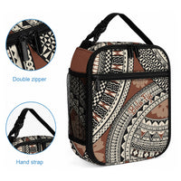 Bula Fiji Classic Masi Tapa Lunch Bag Vintage Brown