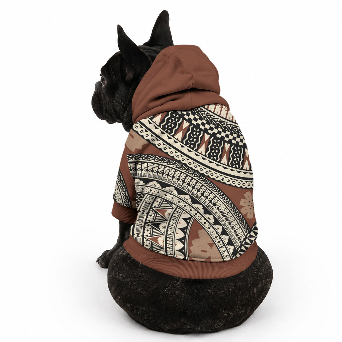 Bula Fiji Classic Masi Tapa Pet Hoodie Vintage Brown