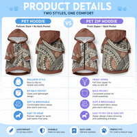 Bula Fiji Classic Masi Tapa Pet Hoodie Vintage Brown