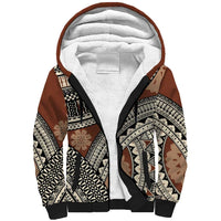 Bula Fiji Classic Masi Tapa Sherpa Hoodie Vintage Brown - Polynesian Pride