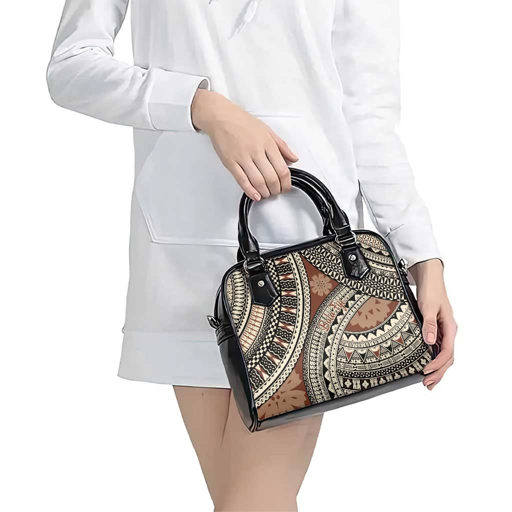 Bula Fiji Classic Masi Tapa Shoulder Handbag Vintage Brown - Polynesian Pride