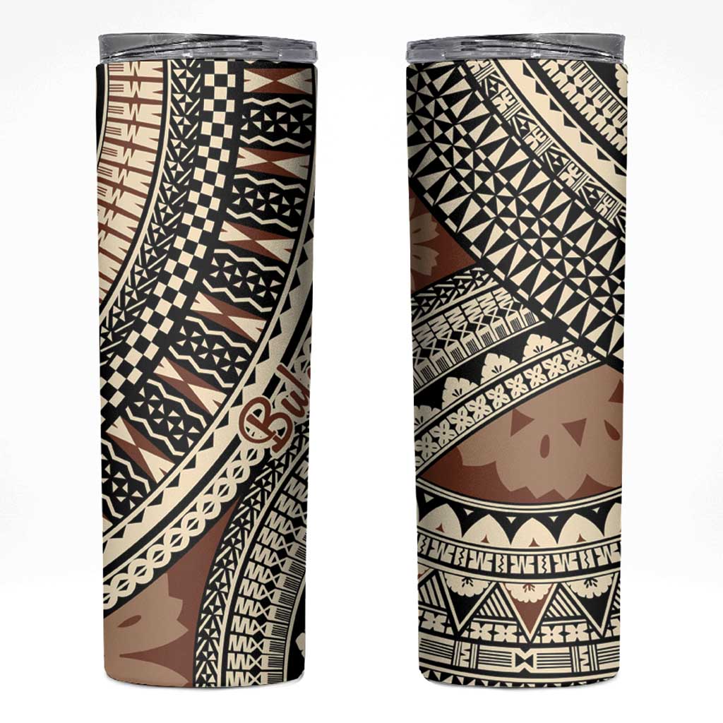 Bula Fiji Classic Masi Tapa Skinny Tumbler Vintage Brown LT7 Brown - Polynesian Pride