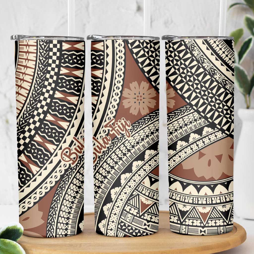 Bula Fiji Classic Masi Tapa Skinny Tumbler Vintage Brown LT7 - Polynesian Pride