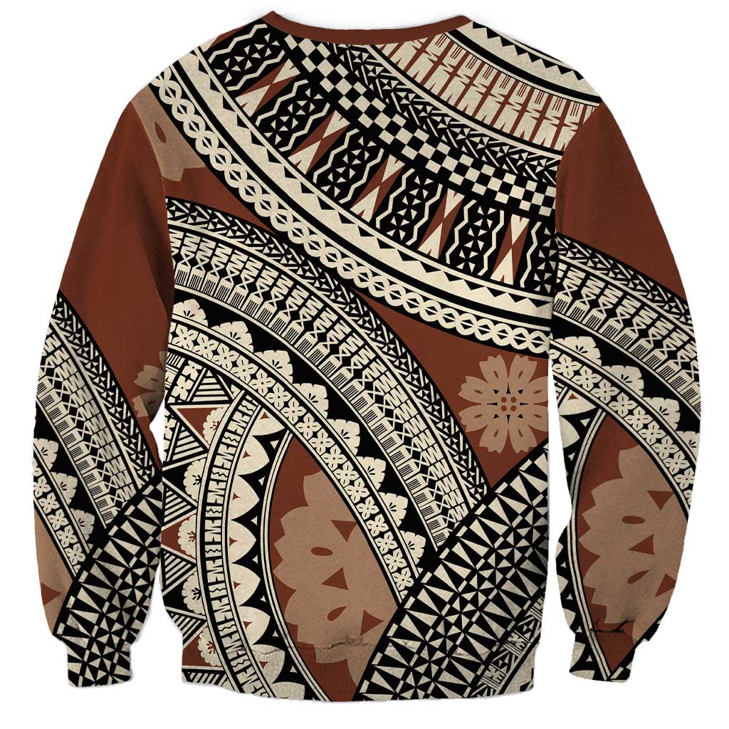Bula Fiji Classic Masi Tapa Sweatshirt Vintage Brown LT7 - Polynesian Pride