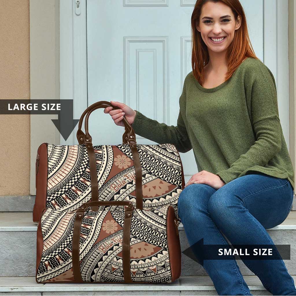 Bula Fiji Classic Masi Tapa Travel Bag Vintage Brown - Polynesian Pride