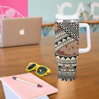 Bula Fiji Classic Masi Tapa Tumbler With Handle Vintage Brown - Polynesian Pride