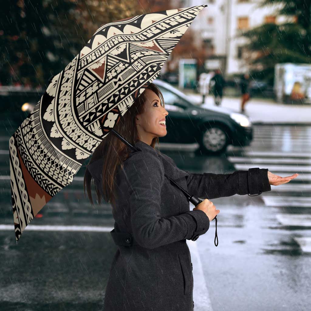 Bula Fiji Classic Masi Tapa Umbrella Vintage Brown - Polynesian Pride