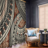 Bula Fiji Classic Masi Tapa Window Curtain Vintage Brown - Polynesian Pride