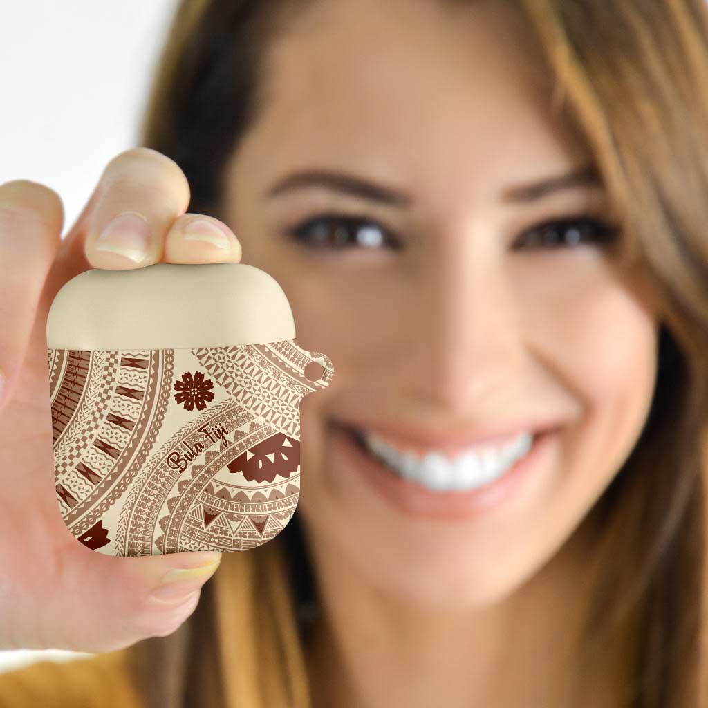 Bula Fiji Classic Masi Tapa AirPods Case Vintage Beige - Polynesian Pride