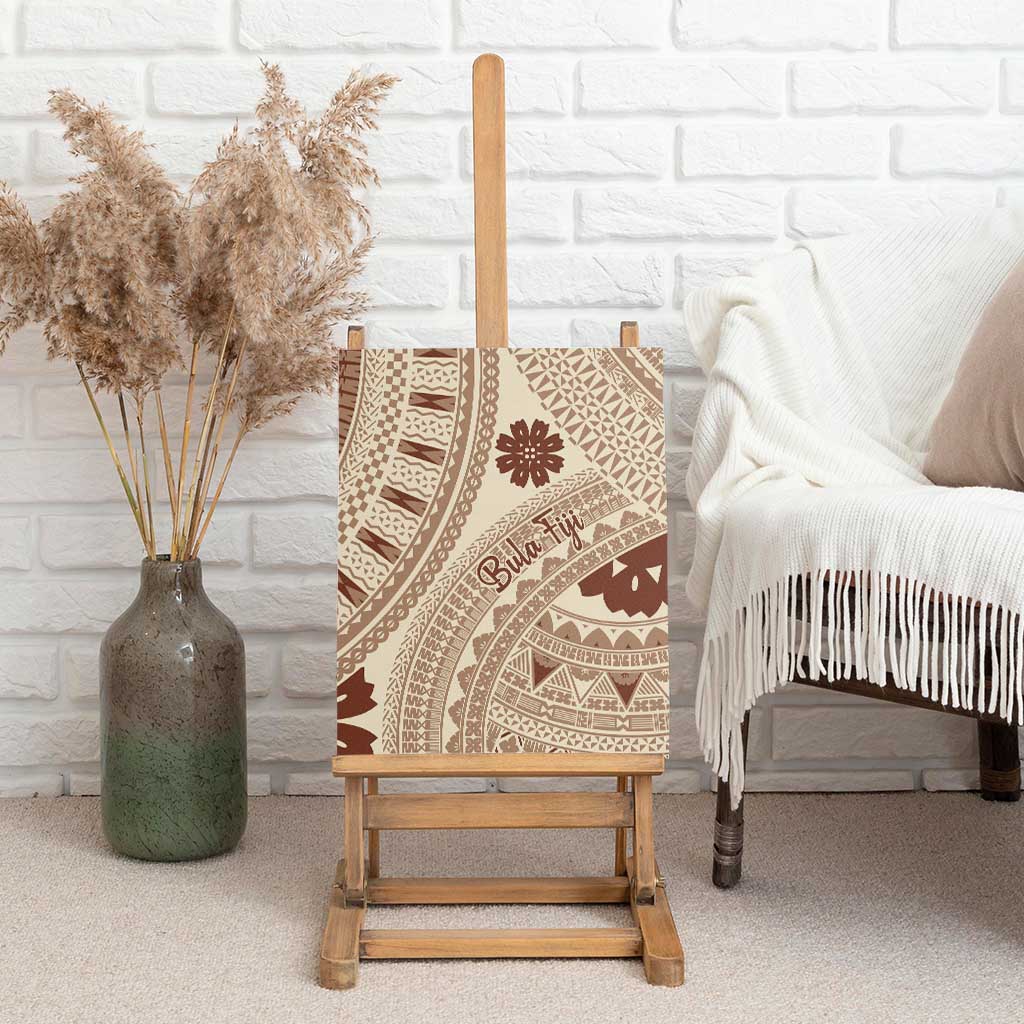 Bula Fiji Classic Masi Tapa Canvas Wall Art Vintage Beige - Polynesian Pride
