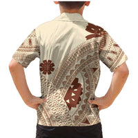 Bula Fiji Classic Masi Tapa Family Matching Mermaid Dress and Hawaiian Shirt Vintage Beige LT7 - Polynesian Pride