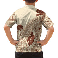 Bula Fiji Classic Masi Tapa Family Matching Summer Maxi Dress and Hawaiian Shirt Vintage Beige LT7 - Polynesian Pride
