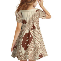 Bula Fiji Classic Masi Tapa Family Matching Tank Maxi Dress and Hawaiian Shirt Vintage Beige LT7 - Polynesian Pride