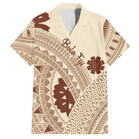 Bula Fiji Classic Masi Tapa Family Matching Tank Maxi Dress and Hawaiian Shirt Vintage Beige LT7 Dad's Shirt - Short Sleeve Beige - Polynesian Pride