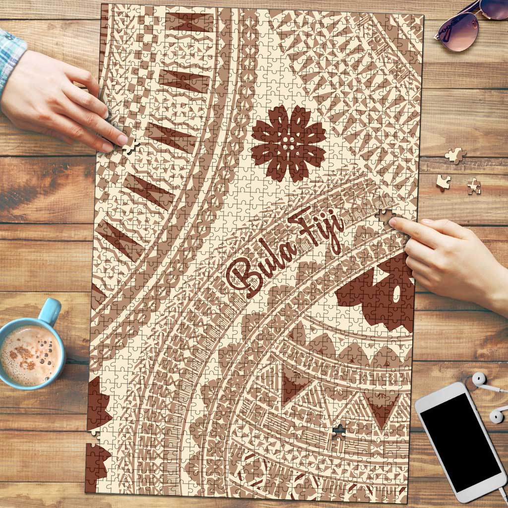 Bula Fiji Classic Masi Tapa Puzzle Vintage Beige LT7 Beige - Polynesian Pride