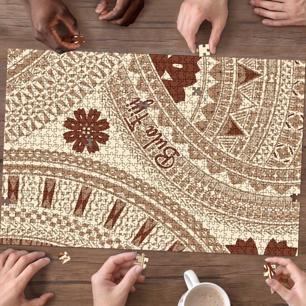 Bula Fiji Classic Masi Tapa Puzzle Vintage Beige LT7 - Polynesian Pride