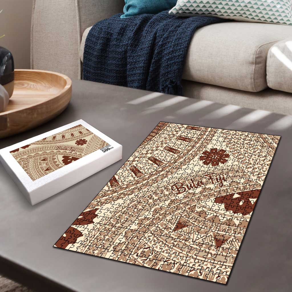 Bula Fiji Classic Masi Tapa Puzzle Vintage Beige LT7 - Polynesian Pride