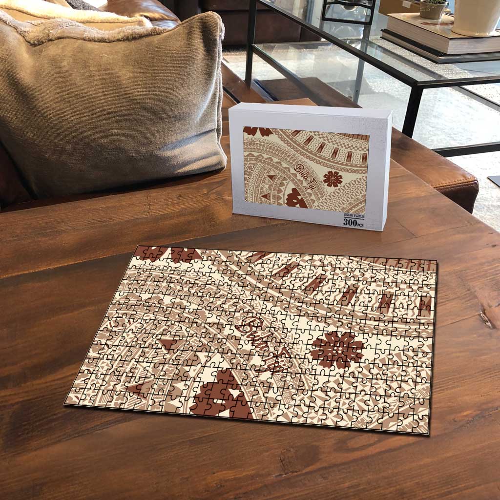 Bula Fiji Classic Masi Tapa Puzzle Vintage Beige LT7 - Polynesian Pride
