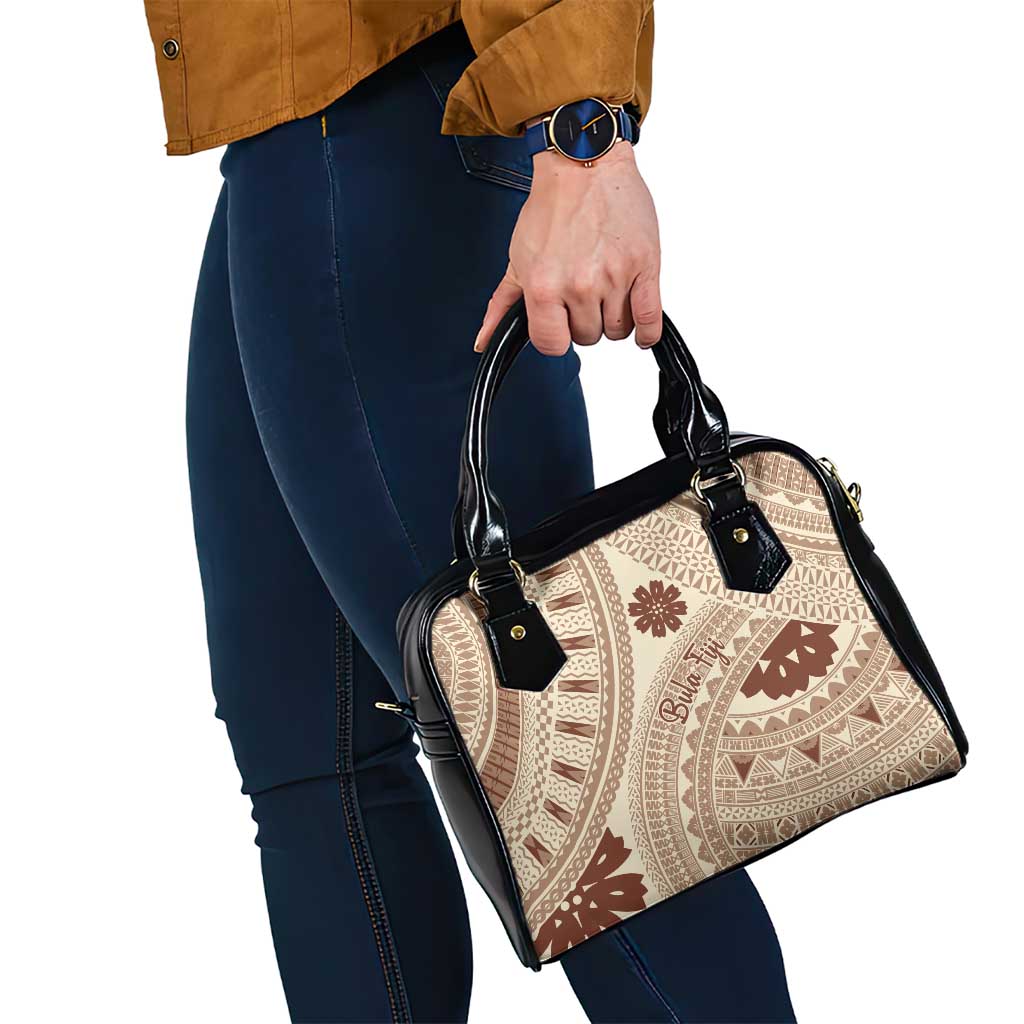 Bula Fiji Classic Masi Tapa Shoulder Handbag Vintage Beige - Polynesian Pride